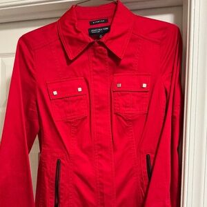 Calvin Klein Jeans Red Jacket with Black Zippers Size Medium